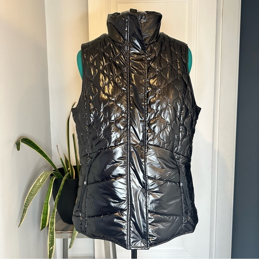 Talbots HIGH SHINE HIGH-LOW HEM QUILTED PUFFER VEST large